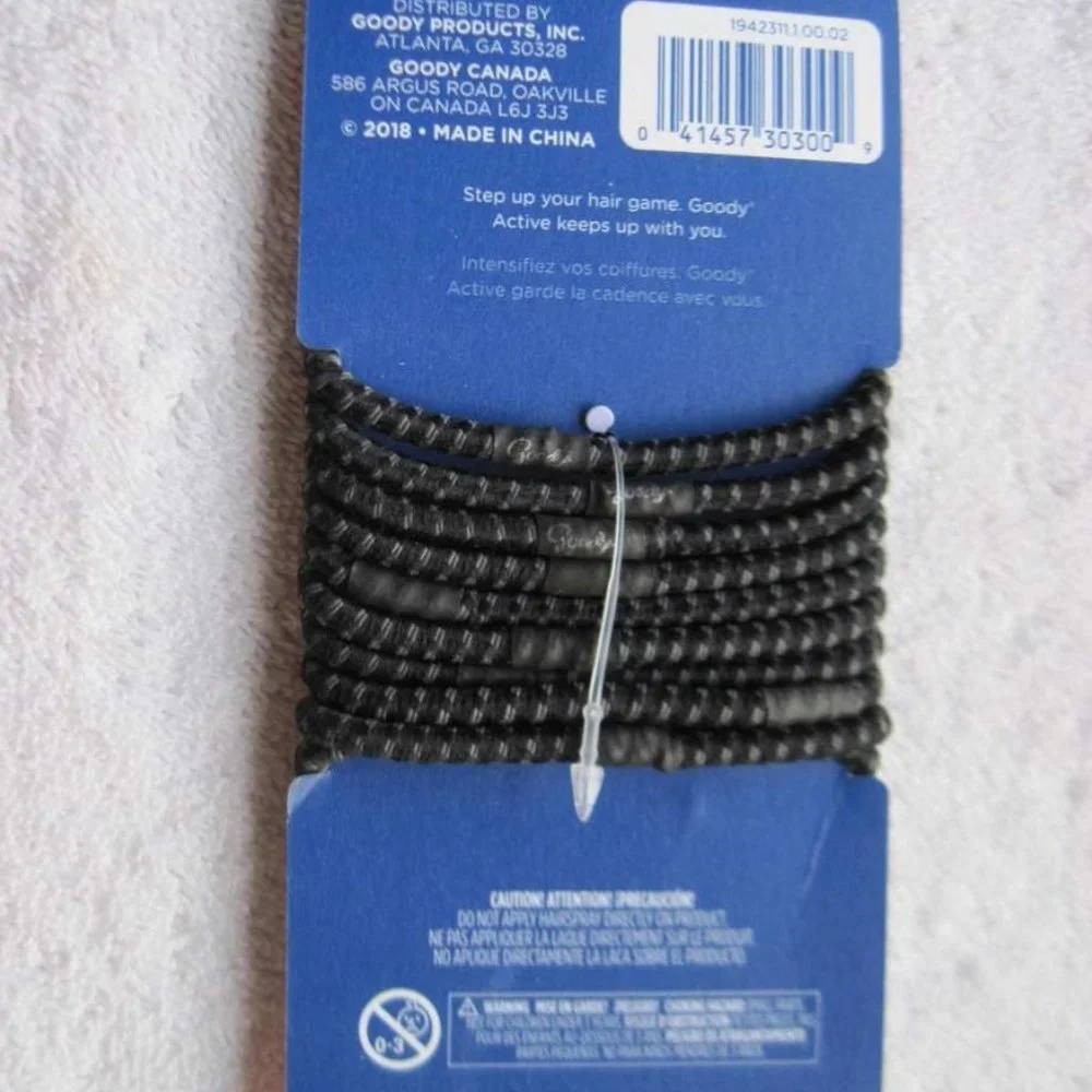 10 Black 2018 Goody Ouchless Stay Put Ponytailer Hair Bands No Metal Elastics